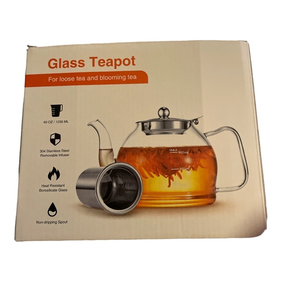 Mini Ant Glass Teapot with Removable Infuser 40 oz - Picture 2 of 6